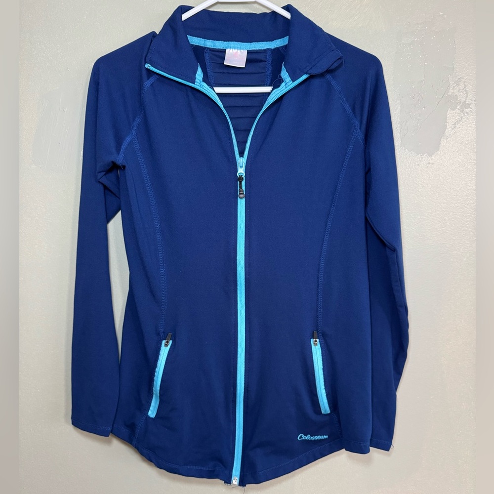 Colosseum Blue Full Zip-Up Athletic Jacket Thumbholes